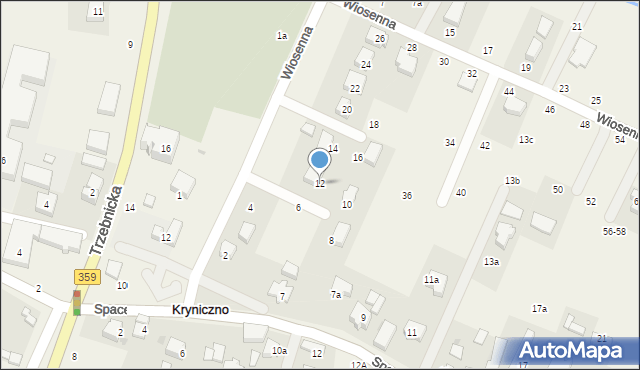 Kryniczno, Wiosenna, 12, mapa Kryniczno