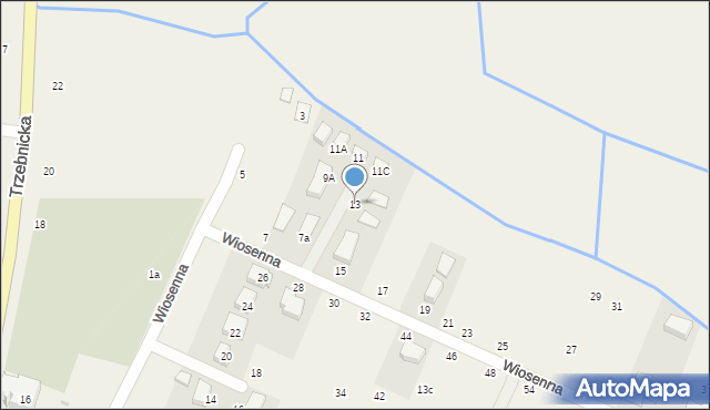 Kryniczno, Wiosenna, 13, mapa Kryniczno