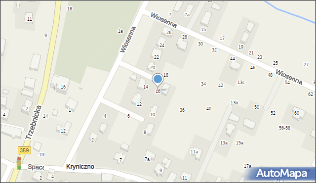 Kryniczno, Wiosenna, 16, mapa Kryniczno