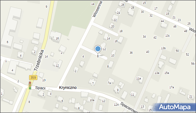 Kryniczno, Wiosenna, 6, mapa Kryniczno