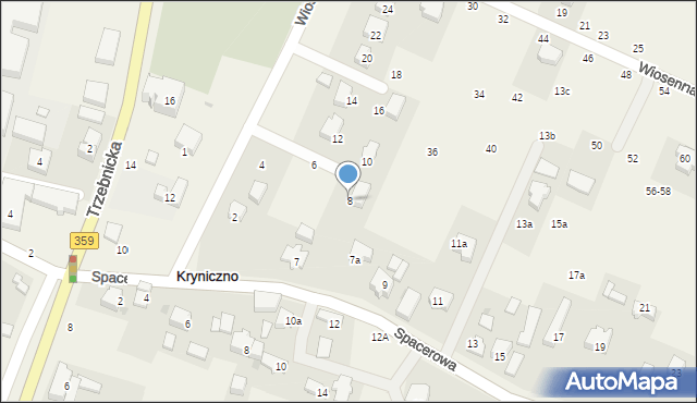 Kryniczno, Wiosenna, 8, mapa Kryniczno