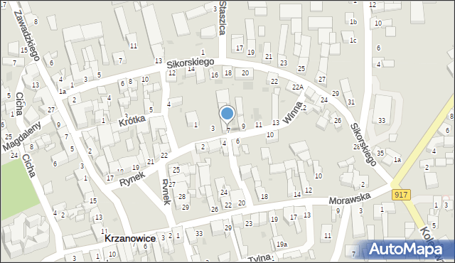 Krzanowice, Winna, 7, mapa Krzanowice