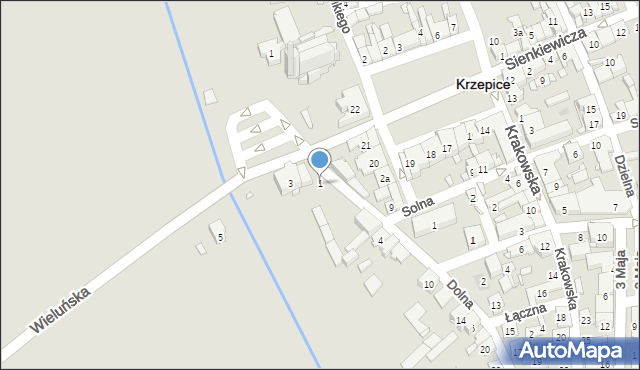 Krzepice, Wieluńska, 1, mapa Krzepice