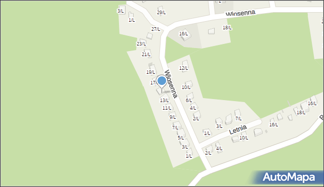 Księginice Małe, Wiosenna, 15/L, mapa Księginice Małe