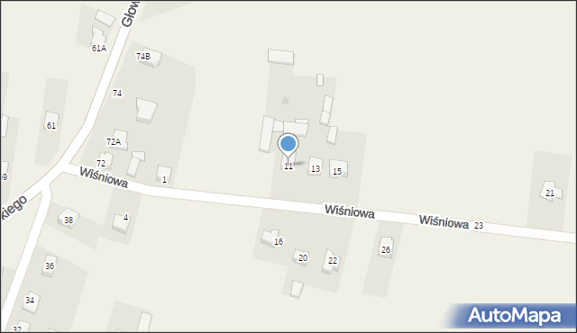 Kurów, Wiśniowa, 11, mapa Kurów