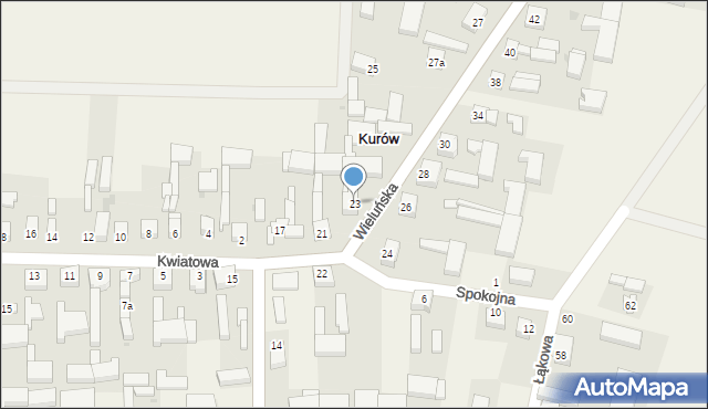 Kurów, Wieluńska, 23, mapa Kurów