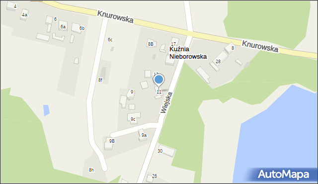 Kuźnia Nieborowska, Wiejska, 11, mapa Kuźnia Nieborowska