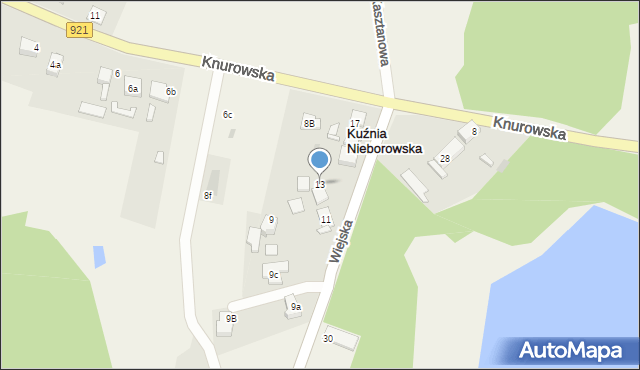 Kuźnia Nieborowska, Wiejska, 13, mapa Kuźnia Nieborowska