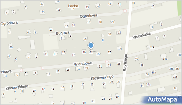 Łacha, Wierzbowa, 21, mapa Łacha