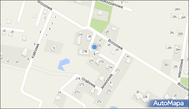 Łapino Kartuskie, Wiązowa, 6, mapa Łapino Kartuskie