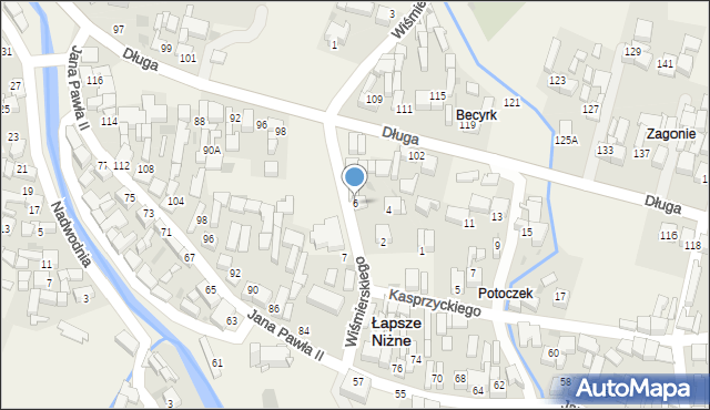 Łapsze Niżne, Wiśmierskiego Józefa, 6, mapa Łapsze Niżne