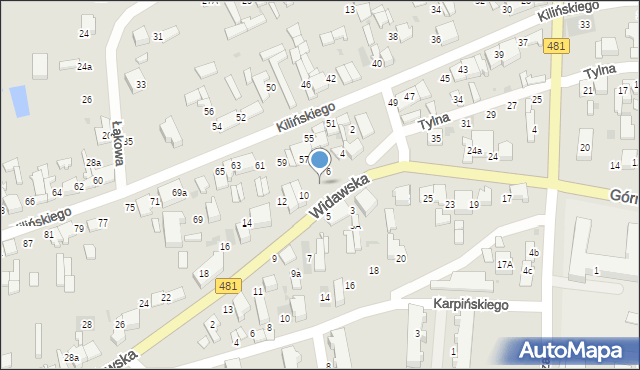 Łask, Widawska, 8, mapa Łask