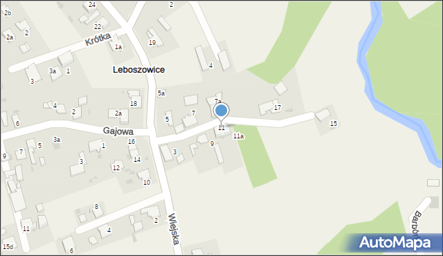 Leboszowice, Wiejska, 11, mapa Leboszowice