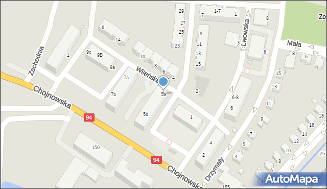 Legnica, Wileńska, 5a, mapa Legnicy