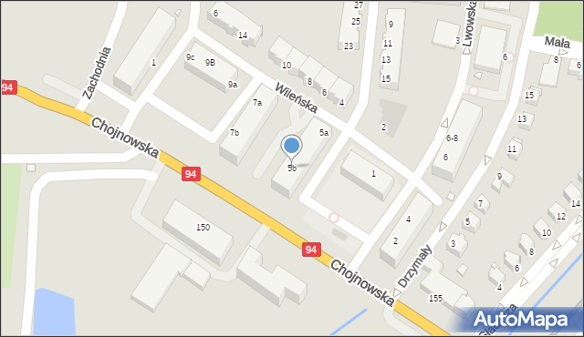 Legnica, Wileńska, 5b, mapa Legnicy