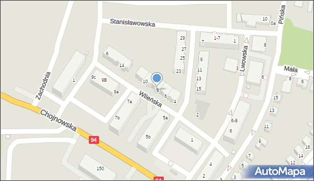 Legnica, Wileńska, 8, mapa Legnicy