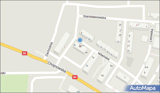 Legnica, Wileńska, 9B, mapa Legnicy