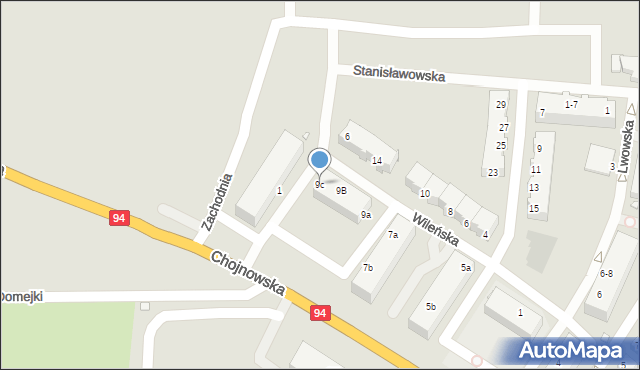 Legnica, Wileńska, 9c, mapa Legnicy