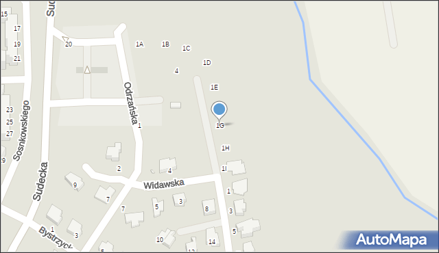 Legnica, Wiślana, 1G, mapa Legnicy