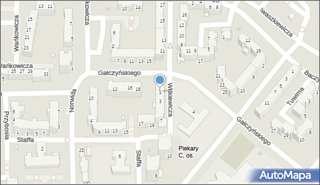 Legnica, Witkiewicza Stanisława Ignacego, 1, mapa Legnicy