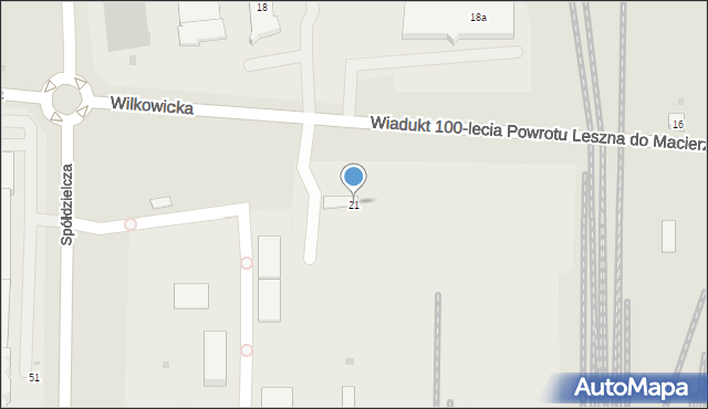 Leszno, Wilkowicka, 21, mapa Leszno