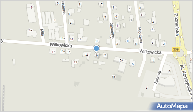 Leszno, Wilkowicka, 9, mapa Leszno