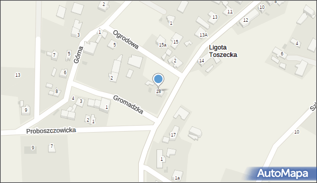 Ligota Toszecka, Wiejska, 18, mapa Ligota Toszecka