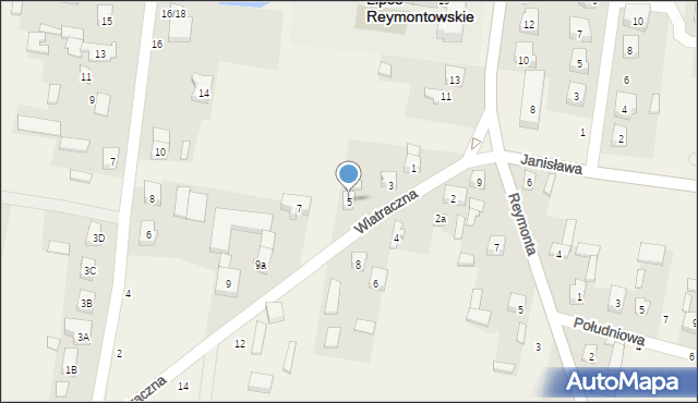 Lipce Reymontowskie, Wiatraczna, 5, mapa Lipce Reymontowskie