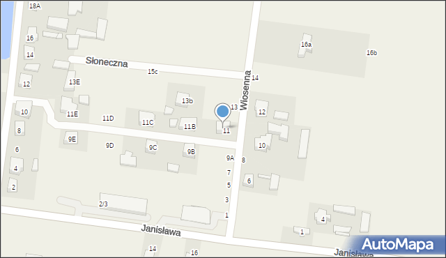Lipce Reymontowskie, Wiosenna, 11A, mapa Lipce Reymontowskie