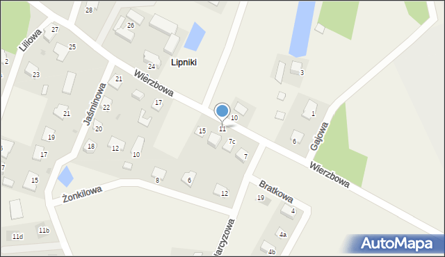 Lipniki, Wierzbowa, 11, mapa Lipniki