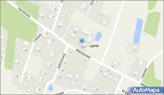 Lipniki, Wierzbowa, 24, mapa Lipniki