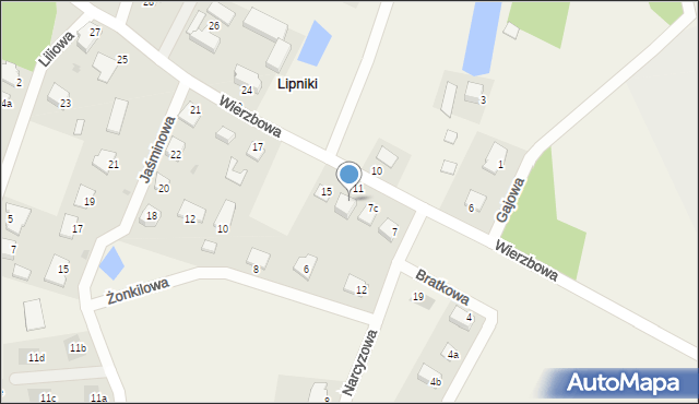 Lipniki, Wierzbowa, 7b, mapa Lipniki