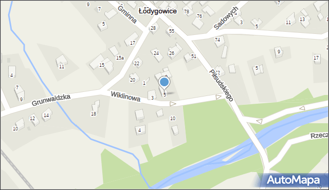 Łodygowice, Wiklinowa, 5, mapa Łodygowice