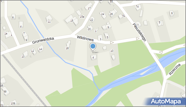 Łodygowice, Wiklinowa, 6, mapa Łodygowice