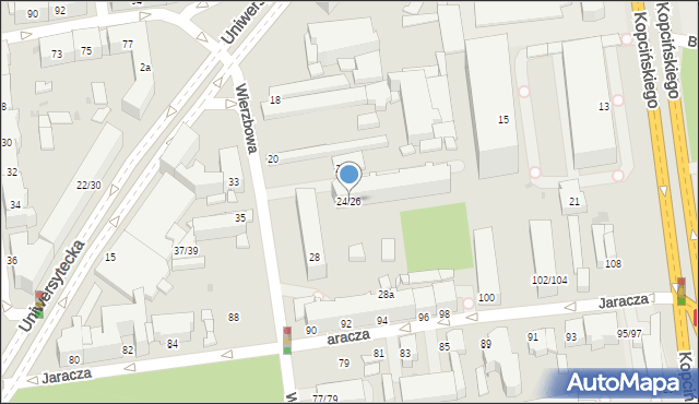 Łódź, Wierzbowa, 24/26, mapa Łodzi