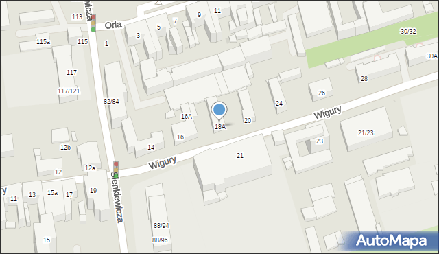 Łódź, Wigury Stanisława, inż. pil., 18A, mapa Łodzi