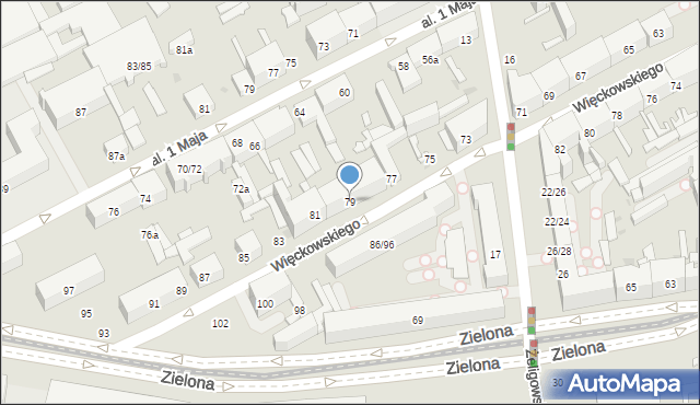 Łódź, Więckowskiego Stanisława, płk. dr., 79, mapa Łodzi