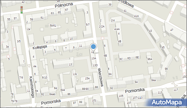 Łódź, Wierzbowa, 11A, mapa Łodzi