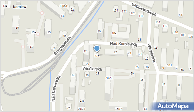 Łódź, Wioślarska, 27a, mapa Łodzi