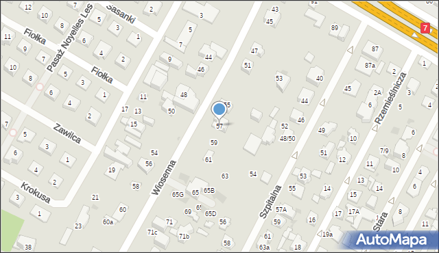 Łomianki, Wiosenna, 57, mapa Łomianki