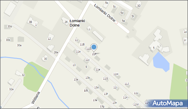 Łomianki Dolne, Wiślana, 11F, mapa Łomianki Dolne