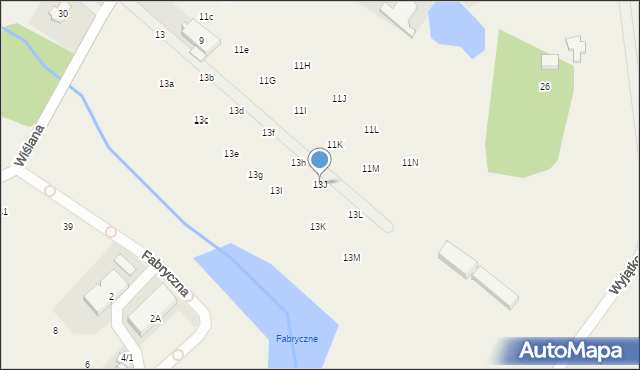 Łomianki Dolne, Wiślana, 13J, mapa Łomianki Dolne