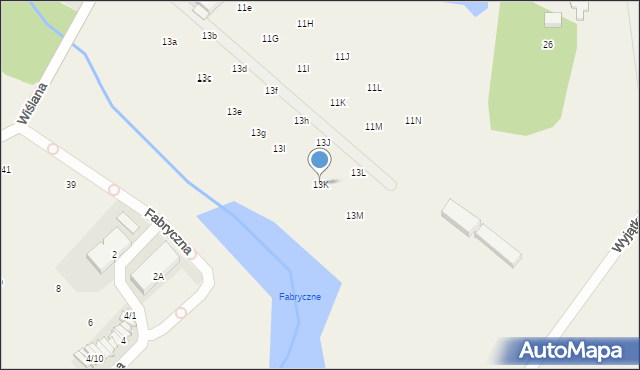 Łomianki Dolne, Wiślana, 13K, mapa Łomianki Dolne
