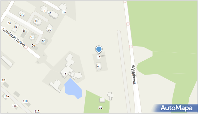 Łomianki Dolne, Wiślana, 1p, mapa Łomianki Dolne