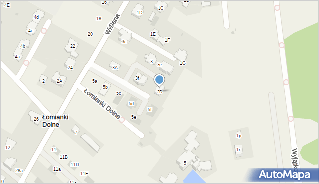 Łomianki Dolne, Wiślana, 3D, mapa Łomianki Dolne