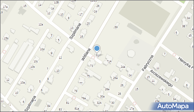 Łomianki Dolne, Wiślana, 71, mapa Łomianki Dolne