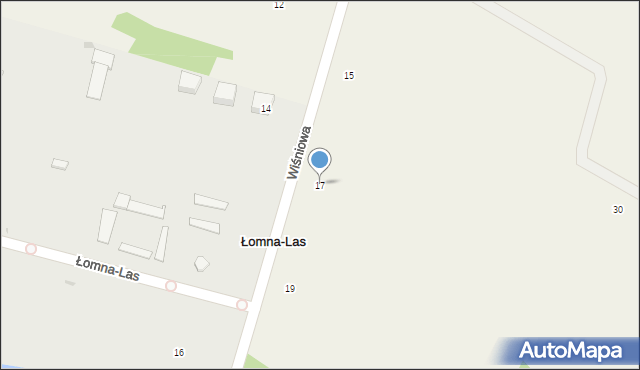 Łomna-Las, Wiśniowa, 17, mapa Łomna-Las