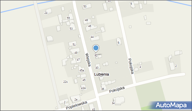 Lubienia, Wiejska, 42, mapa Lubienia