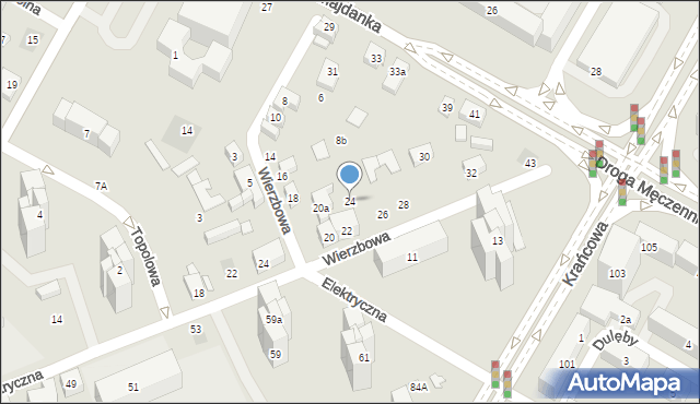 Lublin, Wierzbowa, 24, mapa Lublina