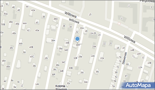 Lublin, Willowa, 32A, mapa Lublina